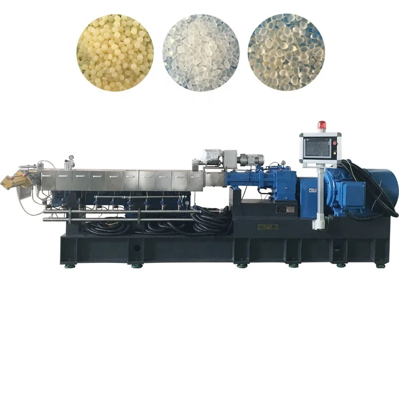 PP/PE+20%-80% Calcium Carbonate Filler Masterbatch Making Machine twin screw extruder
