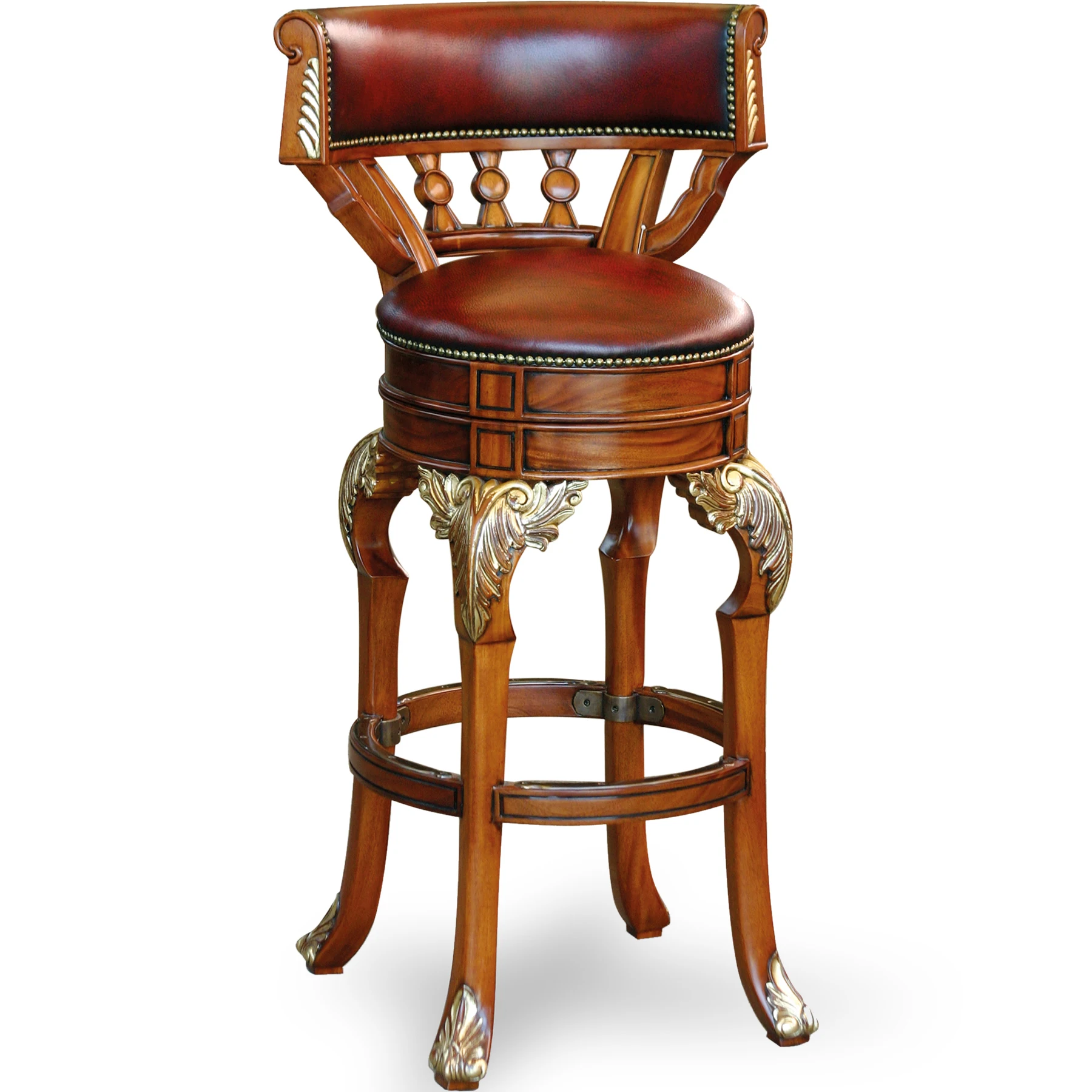 Hot Sale 100% New Arrival Classical Faux Leather Fabric Wooden Bar Counter Stool Solid Wood Leather Classic Stool Bar Chair