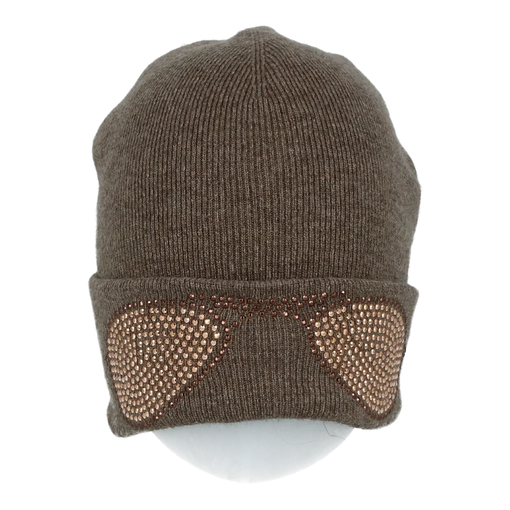 Sunglasses Stones Adornment Cashmere Merinos Wool Beanie With Scattered Shining Stones  Madeintaly For Winter Season