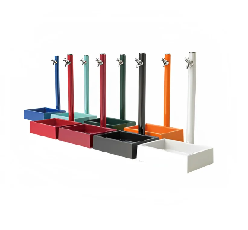 Modern Vintage Garden Sink Rectangular Outdoor Trough Wall Faucet Rectangular Decorative Marble Basin Metal Mount Bathroom Use