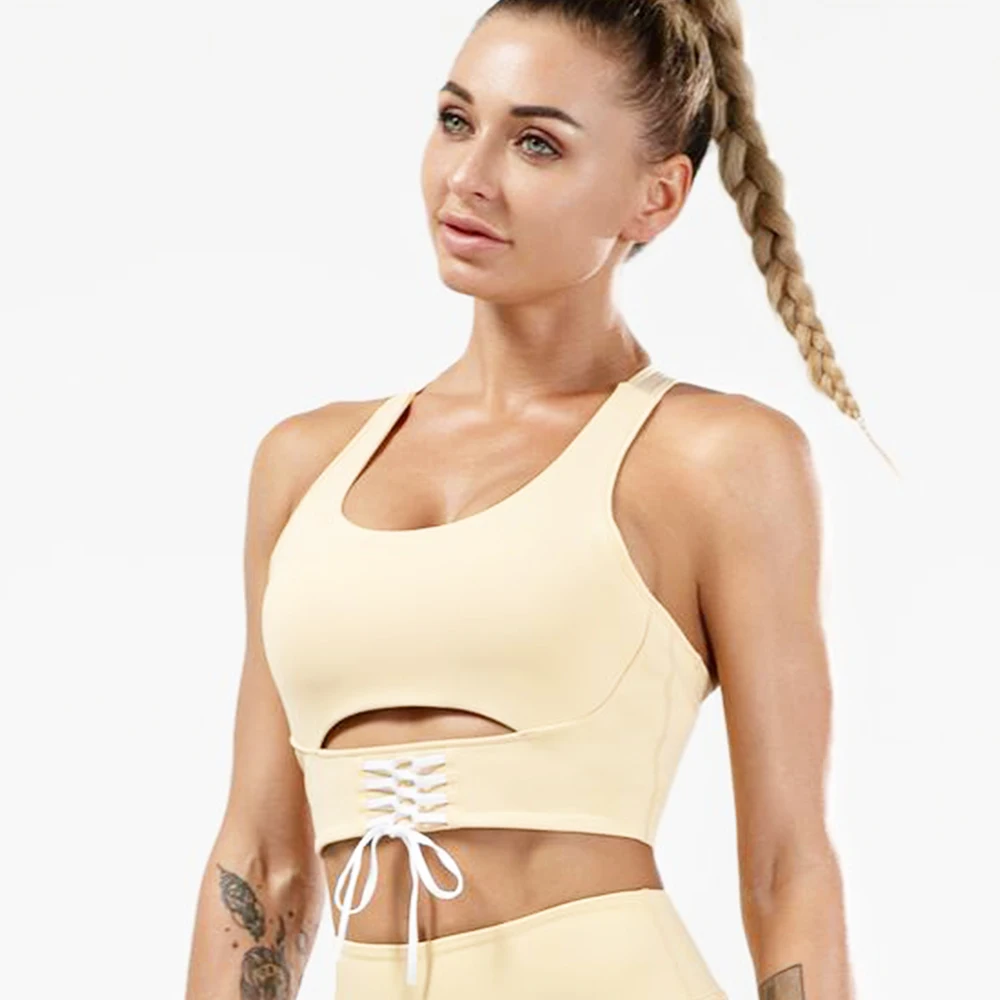 Hot Sale High Quality Sports Bra Low MOQ Workout Clothing Plain Blank Sports Bra For Ladies Medium Support Seamless Sports Bra