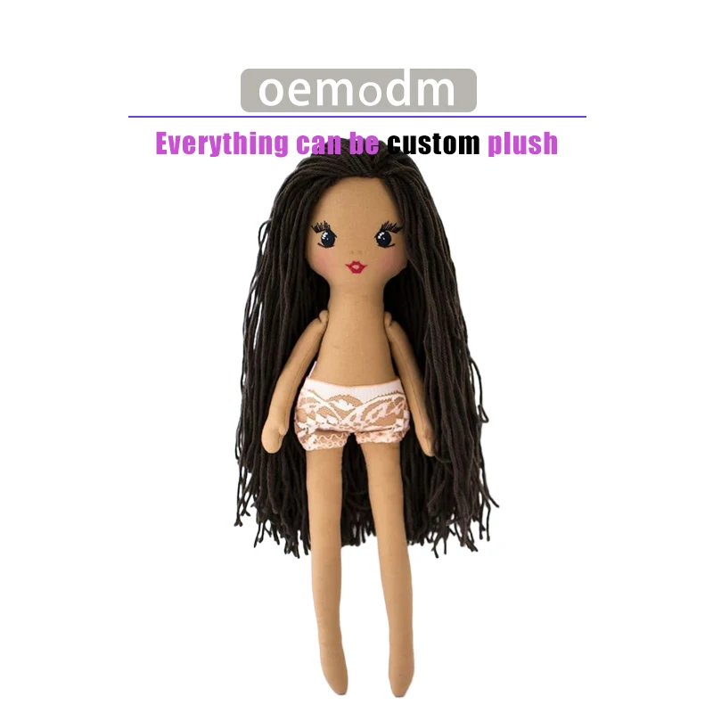 custom made lots of  rag doll bodies stuffed cotton doll with hair plush toy rag doll body blank