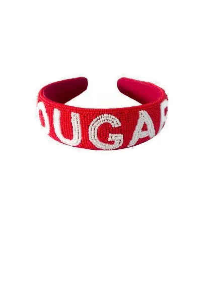 Go Cougar Trending Handmade Designer Pearl Hairbands in Girls Nice Embroidered Game Day Hair Accessories for Sale
