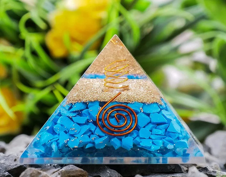 Latest Orgone Turquoise Pyramid Crystal Point Gemstone Agate Feng Shui Style Home Decoration Healing Angel Pattern Ball Theme