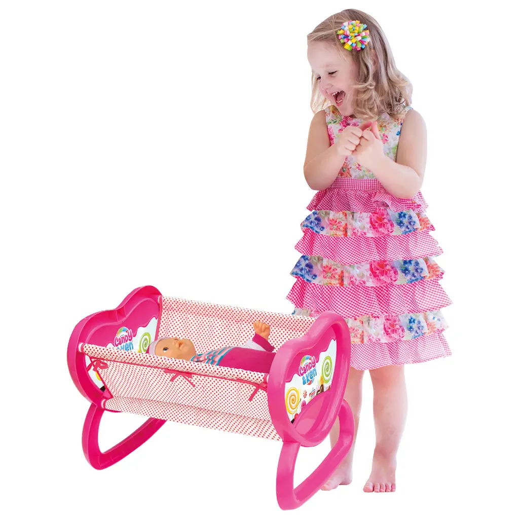 Candy And Ken Cradle Crib Educational Pretend Baby Bed Play set for Kids Doll Furniture Children Kids Baby Bedding Play Game Toy