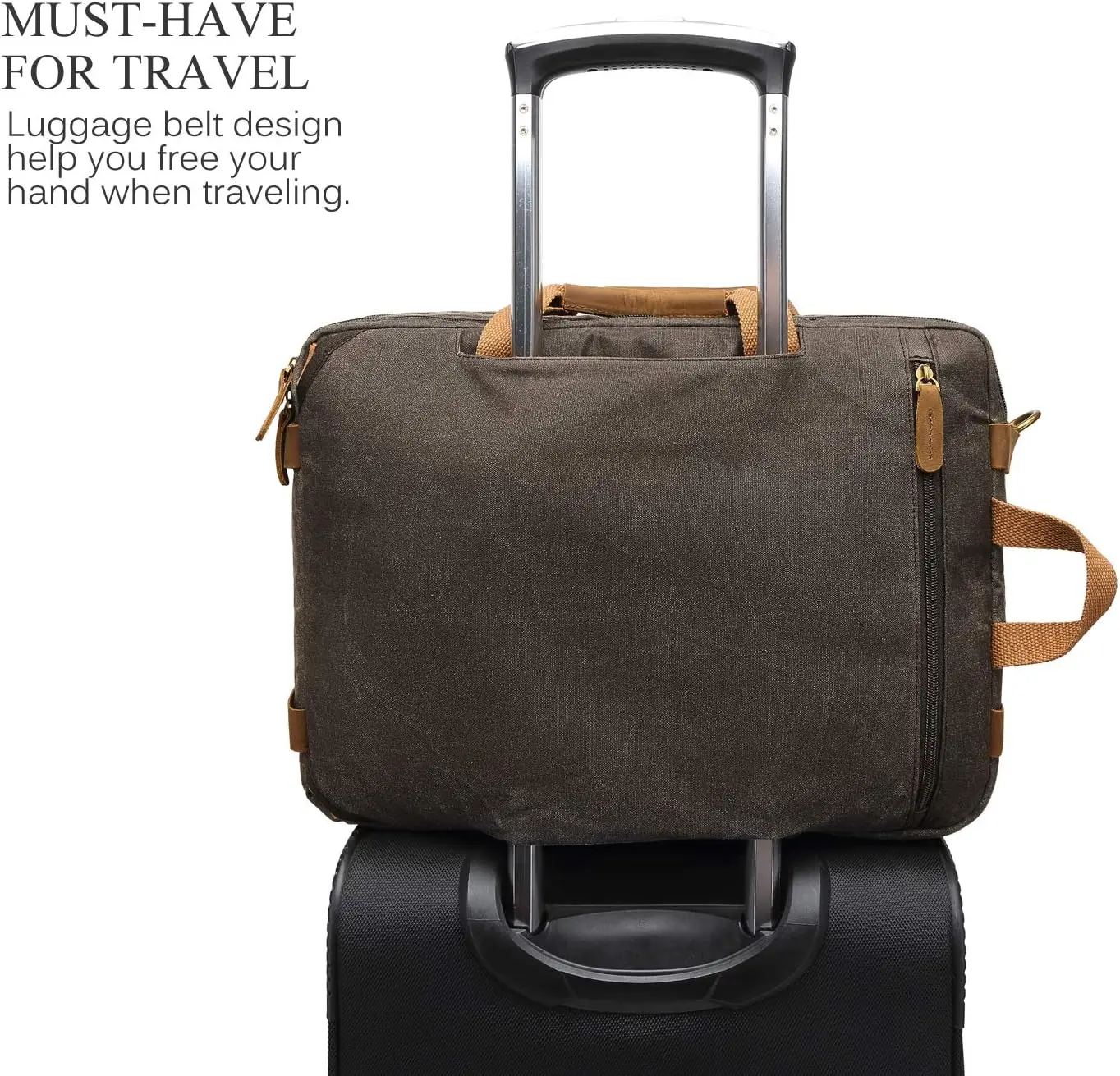 Vintage Shoulder Bag Convertible Backpack Retro Briefcase Versatile Travel Bag Fits 17.3 Inch Laptop For Men Business