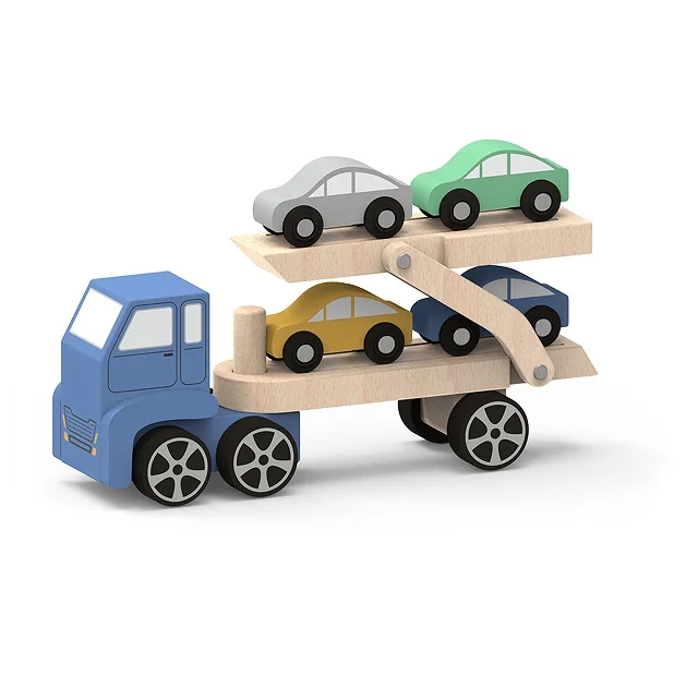 Promotional Wooden Car Carrier children play Non-toxic For Kids Carrier Wooden Car toys for car toy vehicle Natural wood toys