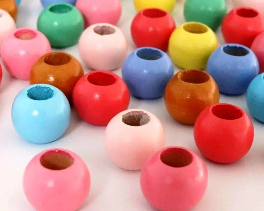 Multicolor Large Hole Beads for Macrame Mixed Pack craft  Custom Colored shaped sized Wooden Beads Made In India