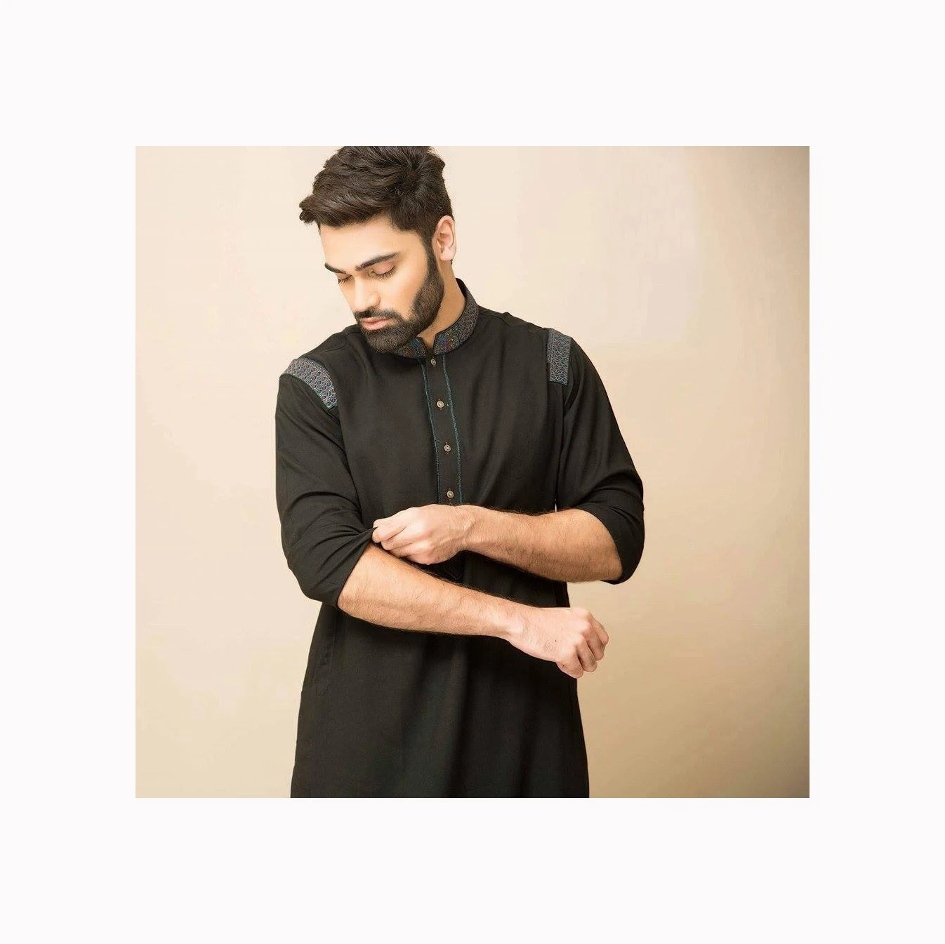 Designer Pakistani Indian Mens Punjabi Kameez Pajama Embroidered 3 Piece Suits Available On Wholesale Price