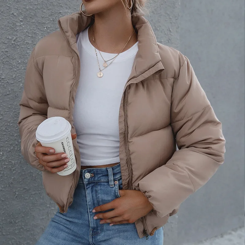New Design Winter Warm Cropped Genuine Sheepskin Leather Duck Down Jacket Women