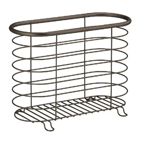 Oval Shape Metal Magazine And Books Holder Stand Leather Metal Magazine Rack Holder Desktop Office Hotel and Restaurant