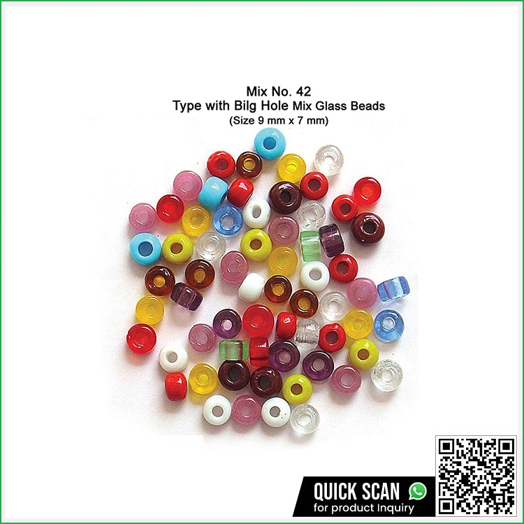 Indian Manufacturer of Tyre with Big Hole Mix Glass Beads (Size 9 mm x 7 mm) for Jewelry Accessory Decorative Items Making