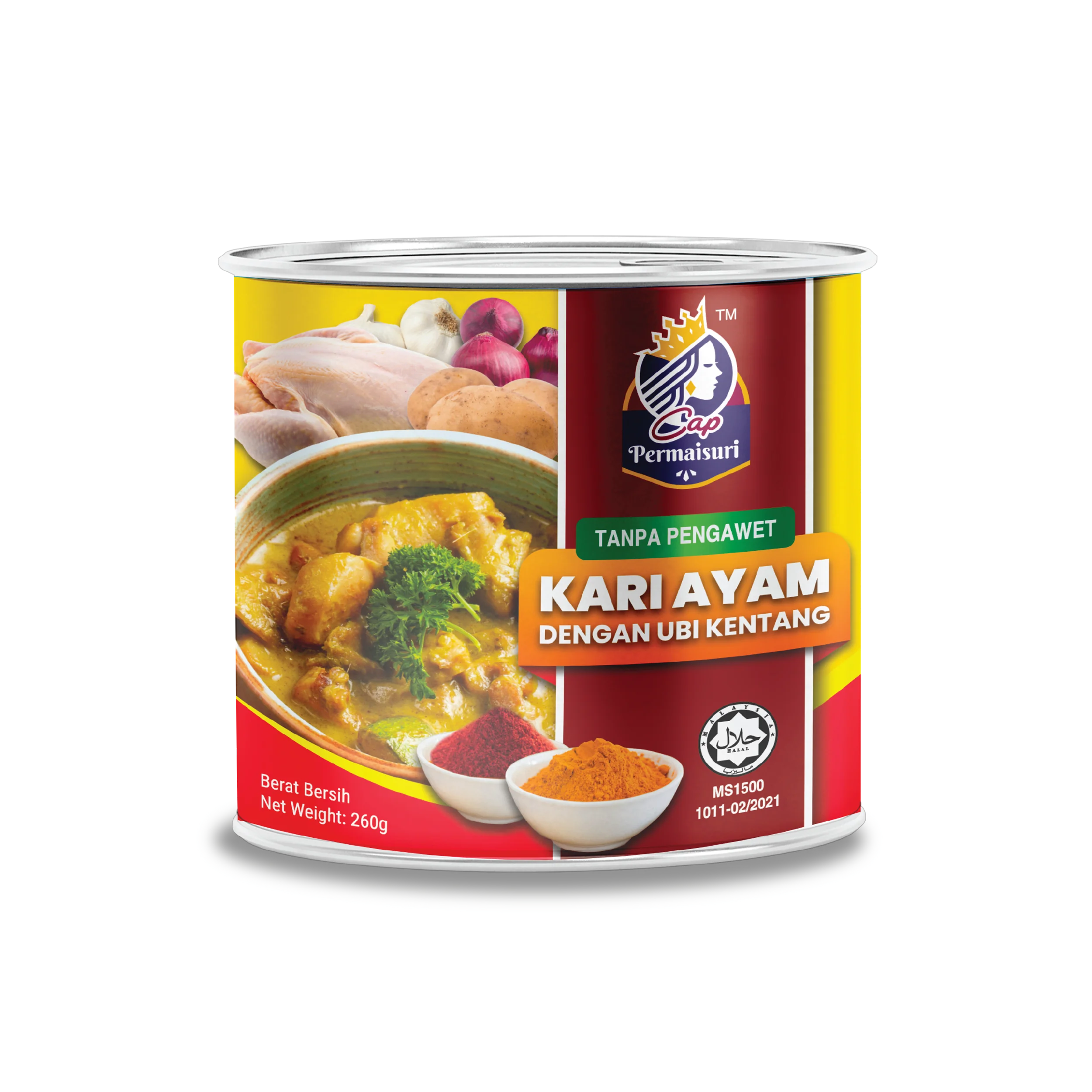 Консервированное блюдо Cap Permaisuri карри курица с картофелем (куб) 260 г готовый к употреблению