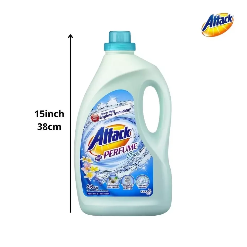 Competitive Price High Foam Perfume Floral 3.6kg Bottle Attack Laundry Liquid Detergent For Front & Top Loader from Malaysia