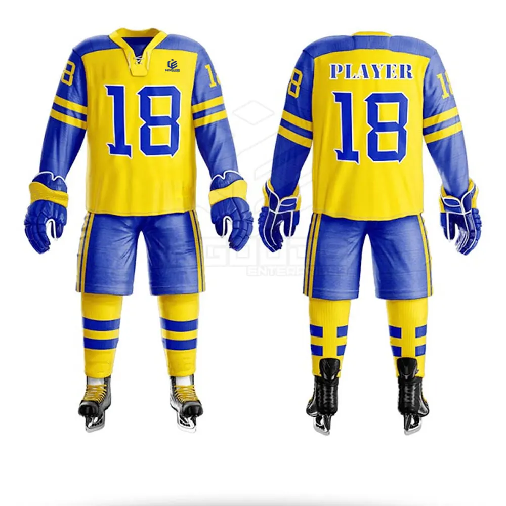 New Style Breathable Easy Wear Ice Hockey Uniform Polyester Sports Clothing OEM Team Name Printed Sets for Sale