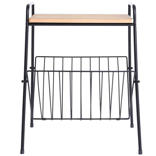 Black & Brown Color Wooden Iron Magazine Rack for home 18x6x18 inch handmade bulk product