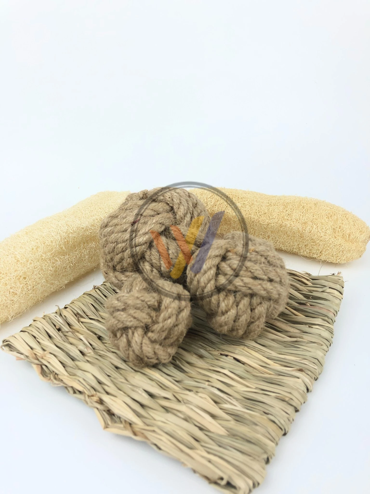 Natural Hemp Rope Ball With Handle Dog Toy Durable Tug & Chew Play Clean Teeth With Chewing