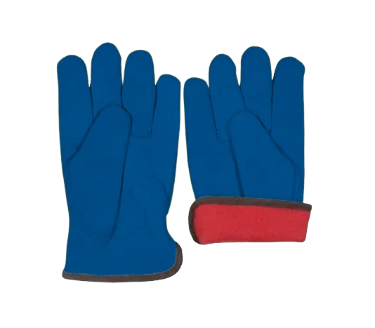 Premium Quality Thick Goat Grain Leather Driver Keystone Thumb Red Fleece lined Gloves Leather Industrial Safety Cold Resistant