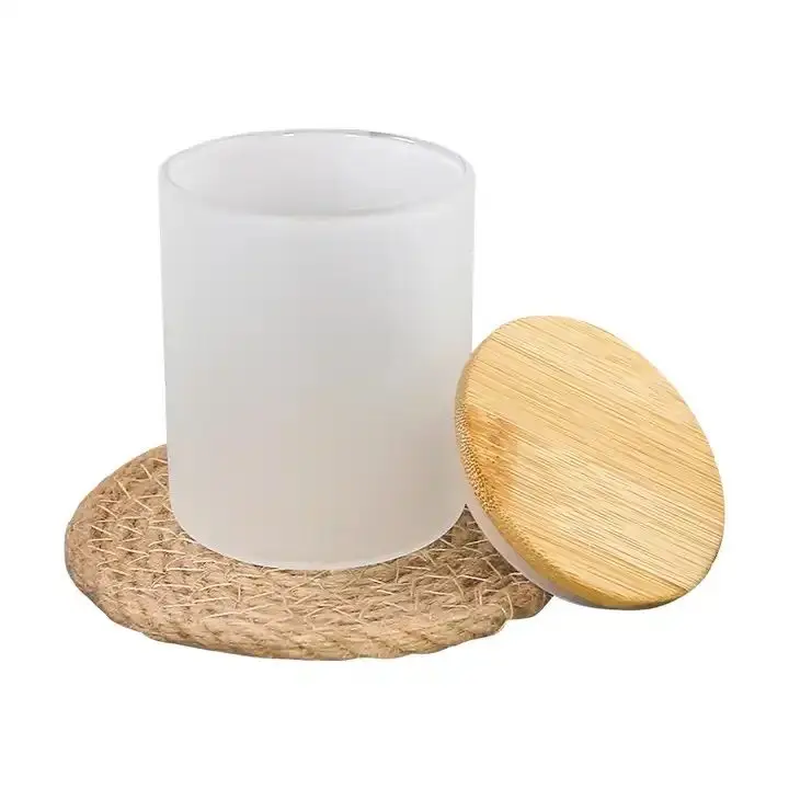 Glass Vessel Luxury Mini 9oz Custom Frosted Matte Black Transparent Empty Candle Jars with Bamboo Wooden Lids