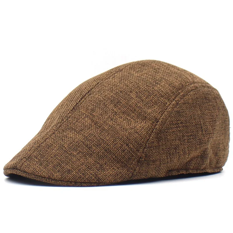 Men Classic Vintage Cotton Flat Newsboy Cap Ivy Gatsby Hat with Adjustable Metal Buckle Back Strap