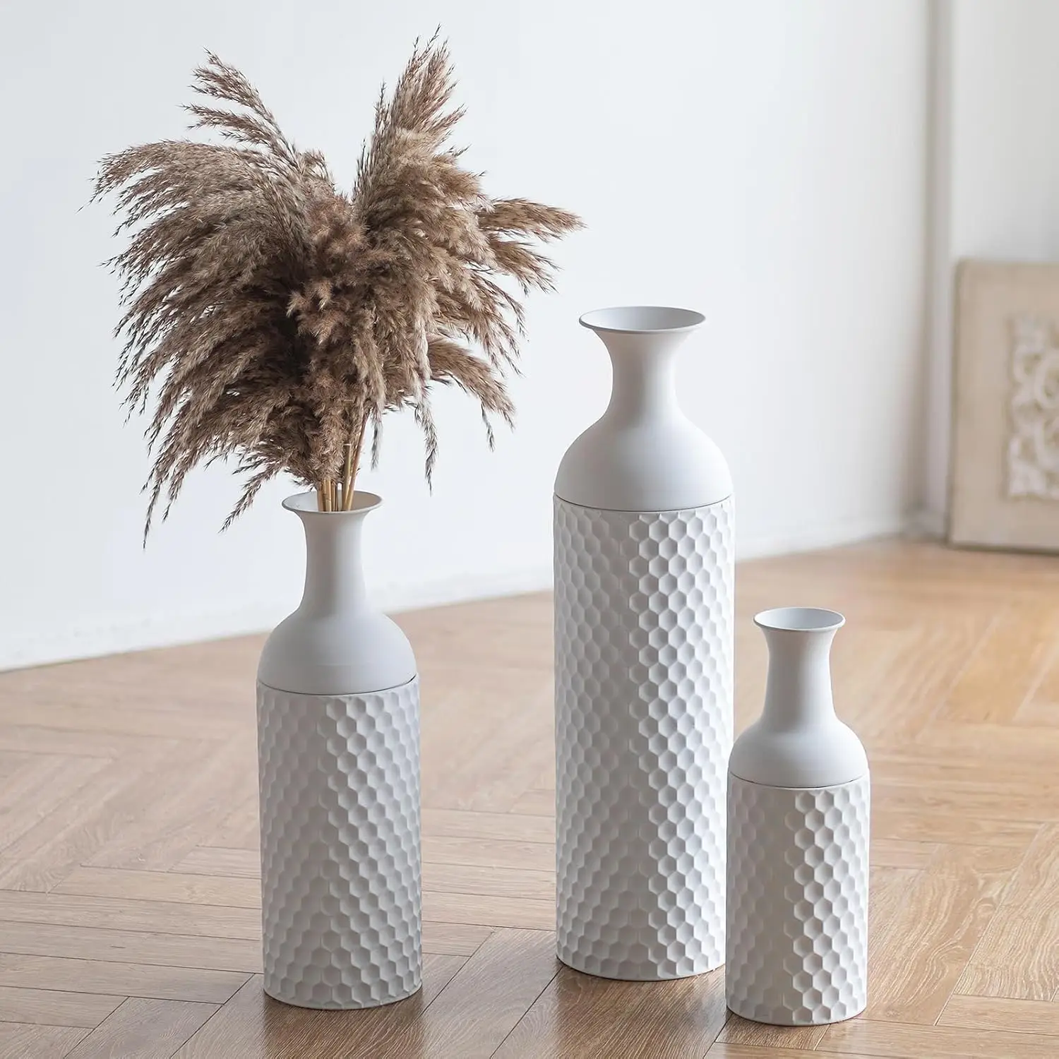 Nerodic  Set of 3 Metal Bud Vases Colors High Ideal Accent Piece for Coffee and Side Tables as Well as Dried Floral Arrangements