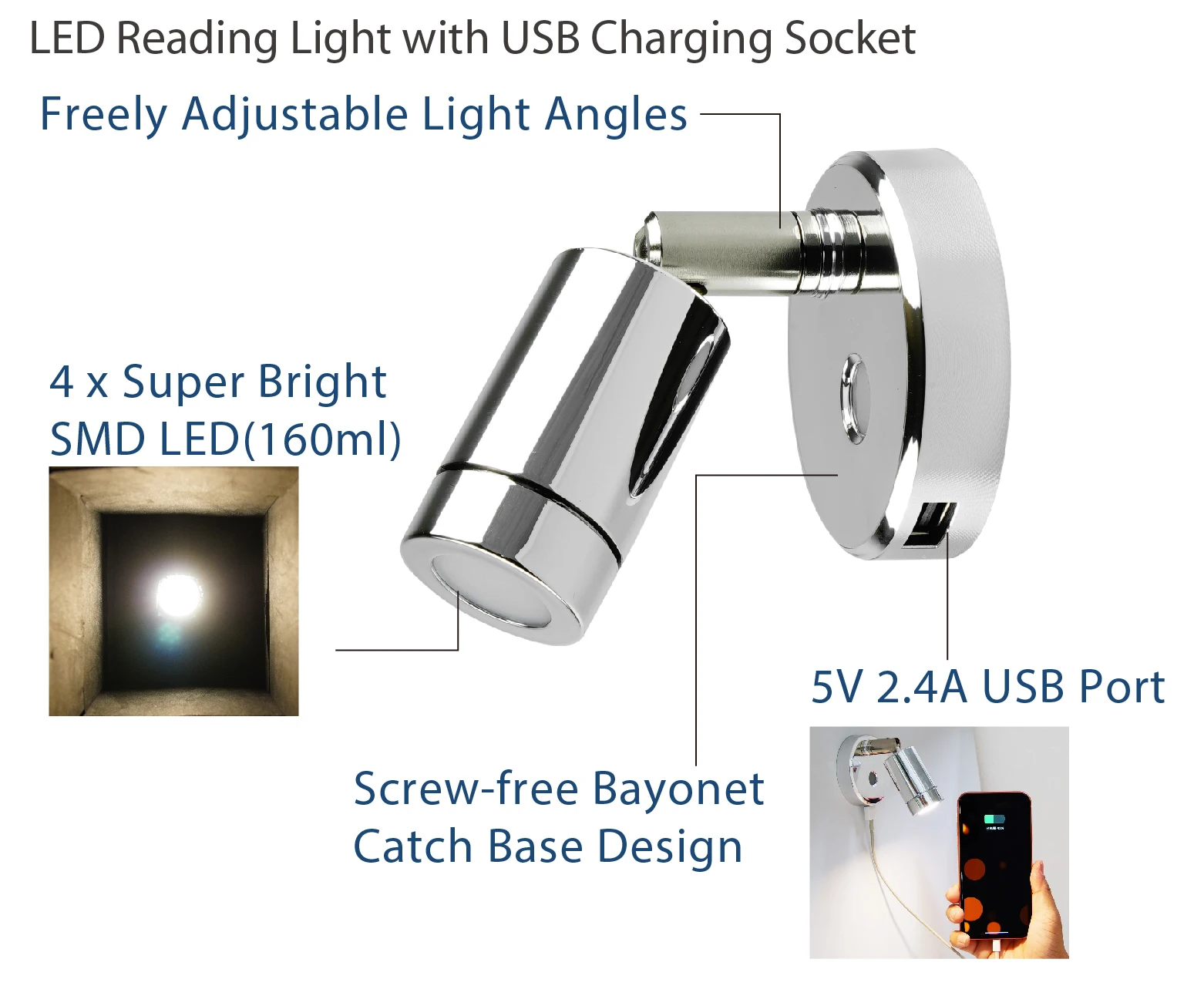 USB Socket Light Interior Bedside Lamp RVs and Campers waterproof stair step lights garden LED lights