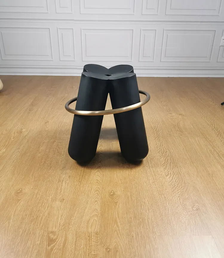 Popular Design Office Building Hotel Solid Wooden bolt Stool black wood color ottoman