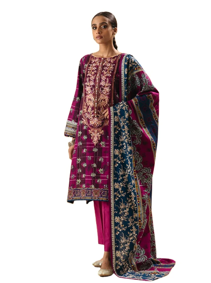 Wholesale New Arrival Pakistani ladies  winter stitched collection three piece wear customized color size best stitching Quality