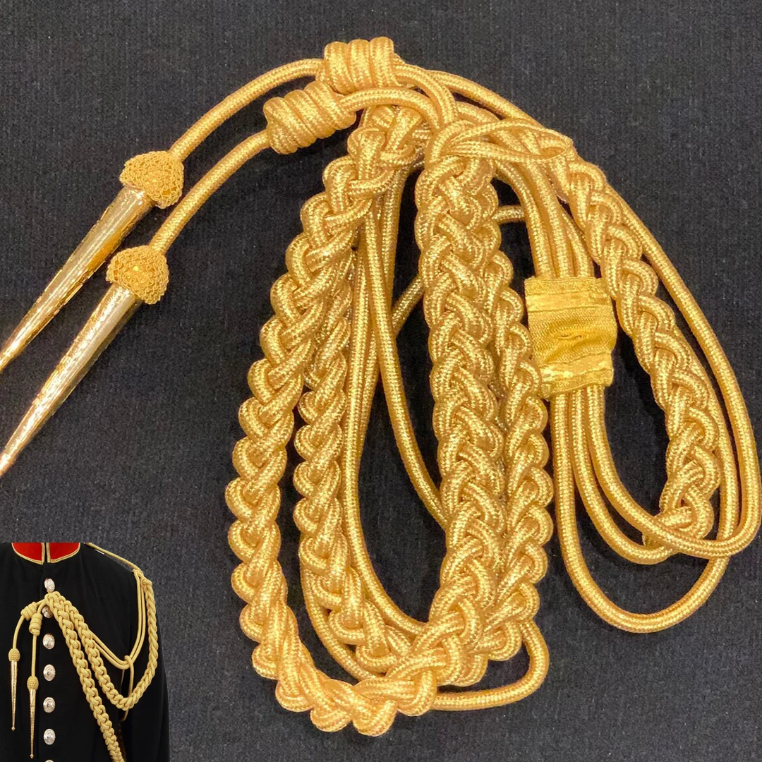 Aiguillette полностью проволочный золотой шнур высокого качества полный размер ручной работы с Витой Золотой проволокой воздушный провод плечевой