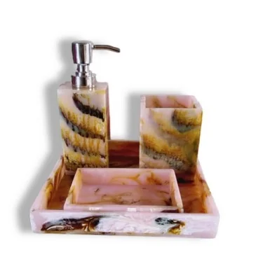 Набор из 4 предметов для ванной комнаты смолы набор в модном стиле держатель зубных щеток диспенсер мыла Коробка зеркале индивидуальный