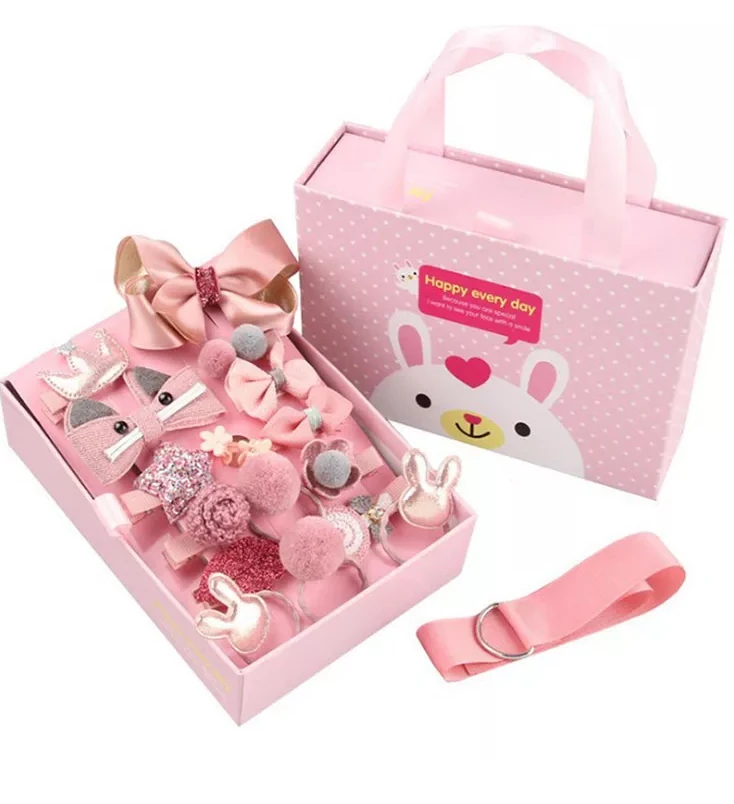 Baby Girls Hair Ties Ponytail holders Hair Bows Fully Lined Hair Clips with Gift Box Package
