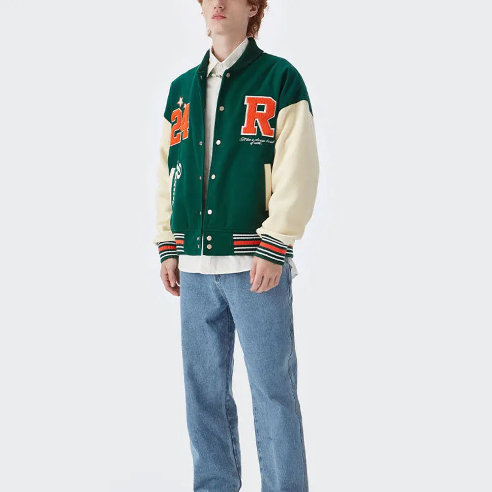 2025 Men Custom Varsity Jacket Wool Chenille Embroidery Leather Sleeve Vintage Letterman OEM ODM Serviced Varsity jacket