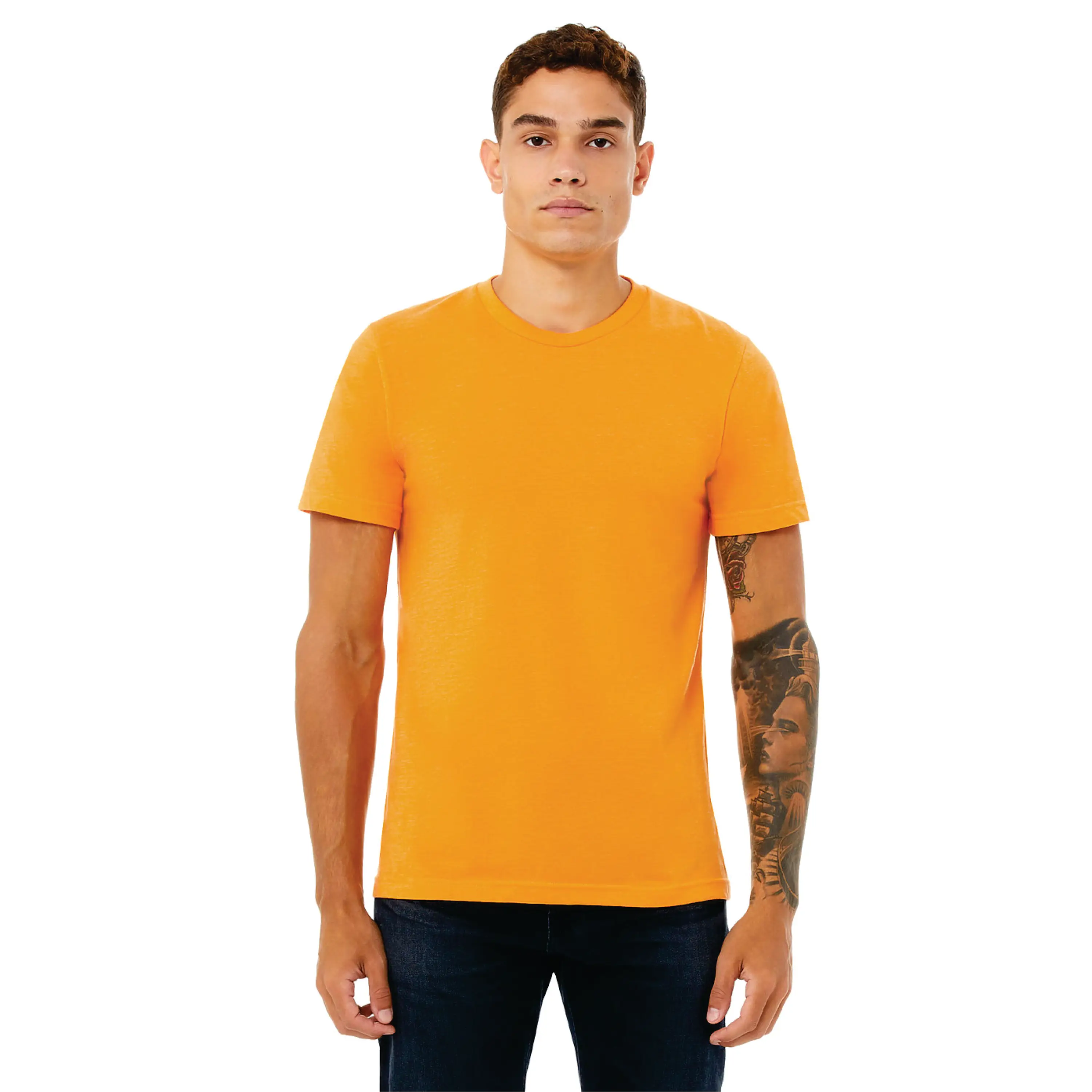 52% Airlume Combed and Ring Spun Cotton 48% Poly 32 Single 4.2 oz Heather Marmalade Unisex CVC Short Sleeve T-Shirt