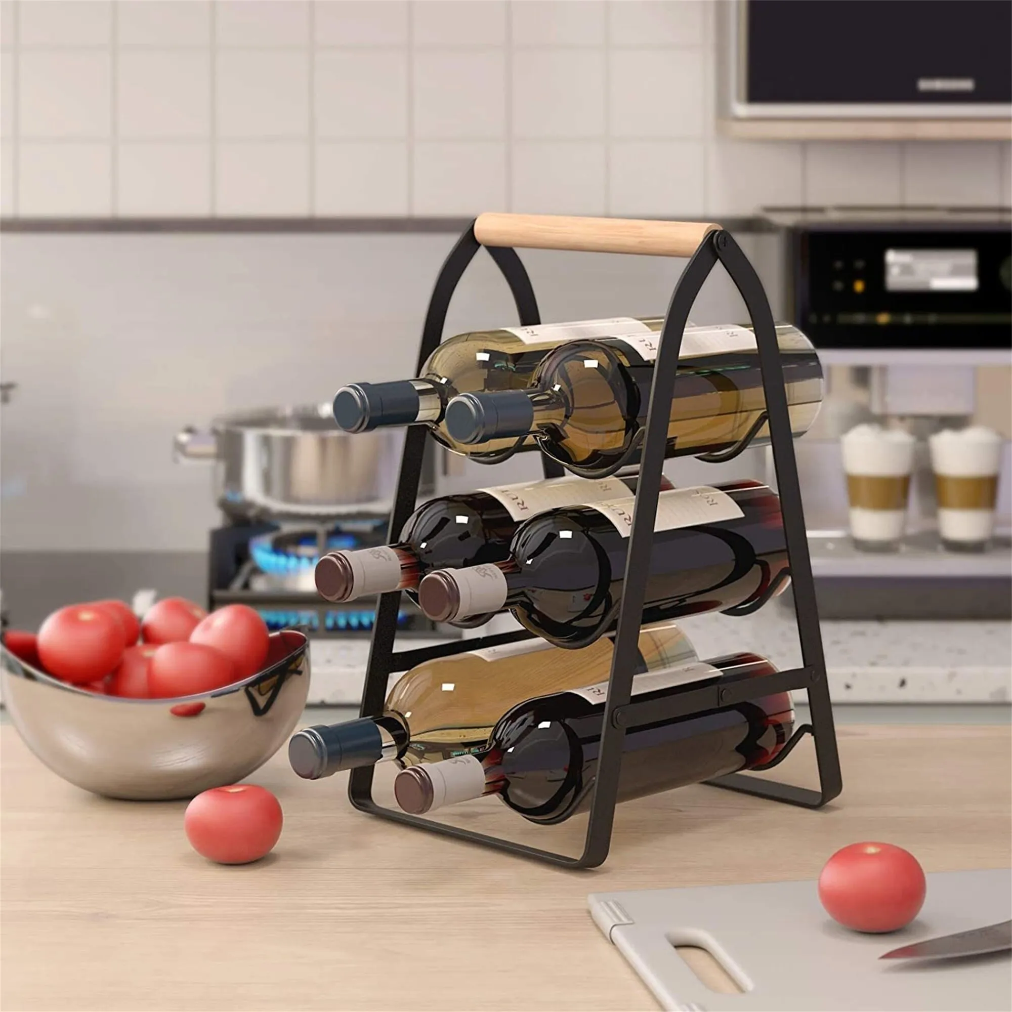 Latest Design Wire Wine Rack Storage Holder Wine Bottle Holder Kitchen &Tabletop Metal Wine Shelf For Bar Accessories