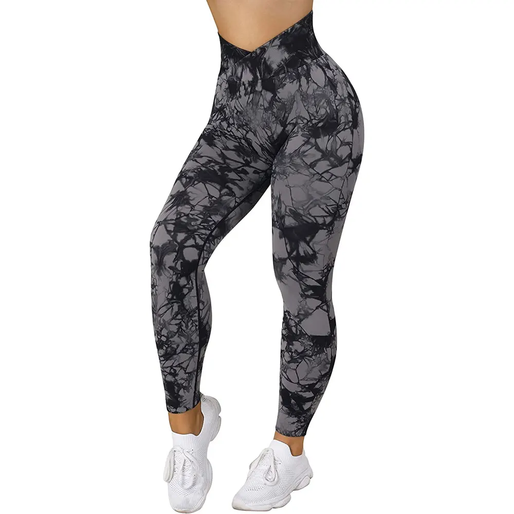 Hot Style Body Fitness Nude Yoga Pants Womens Gradient Printing Sports Running High Waist Slim Nine Colorful Leggings