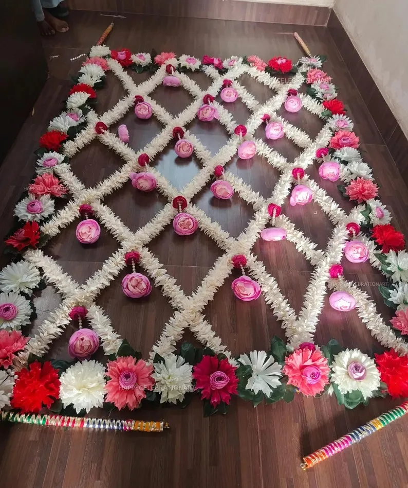 Jasmine Bridal Entry Chadar Full Floral Border Canopy Phoolon Ki Chaddar for Indian/Punjabi/Pakistani/ Wedding Nikkah Entrance