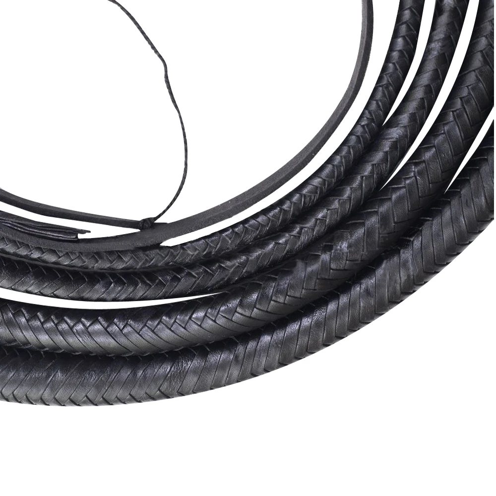 Kangaroo Hide Bull Whip 06 To 16 Feet 12 Plaits Custom Bullwhip Belly And Bolster Indiana Jones Style Heavy Duty Black