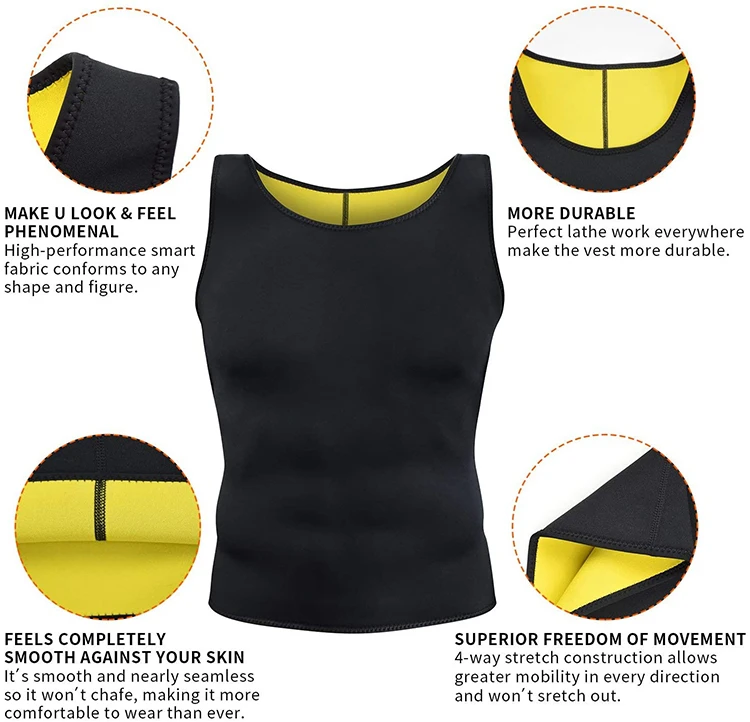 Hot Selling Mens Sauna Sweat Weight Loss Vest for Men Waist Trainer Sauna Tank Top