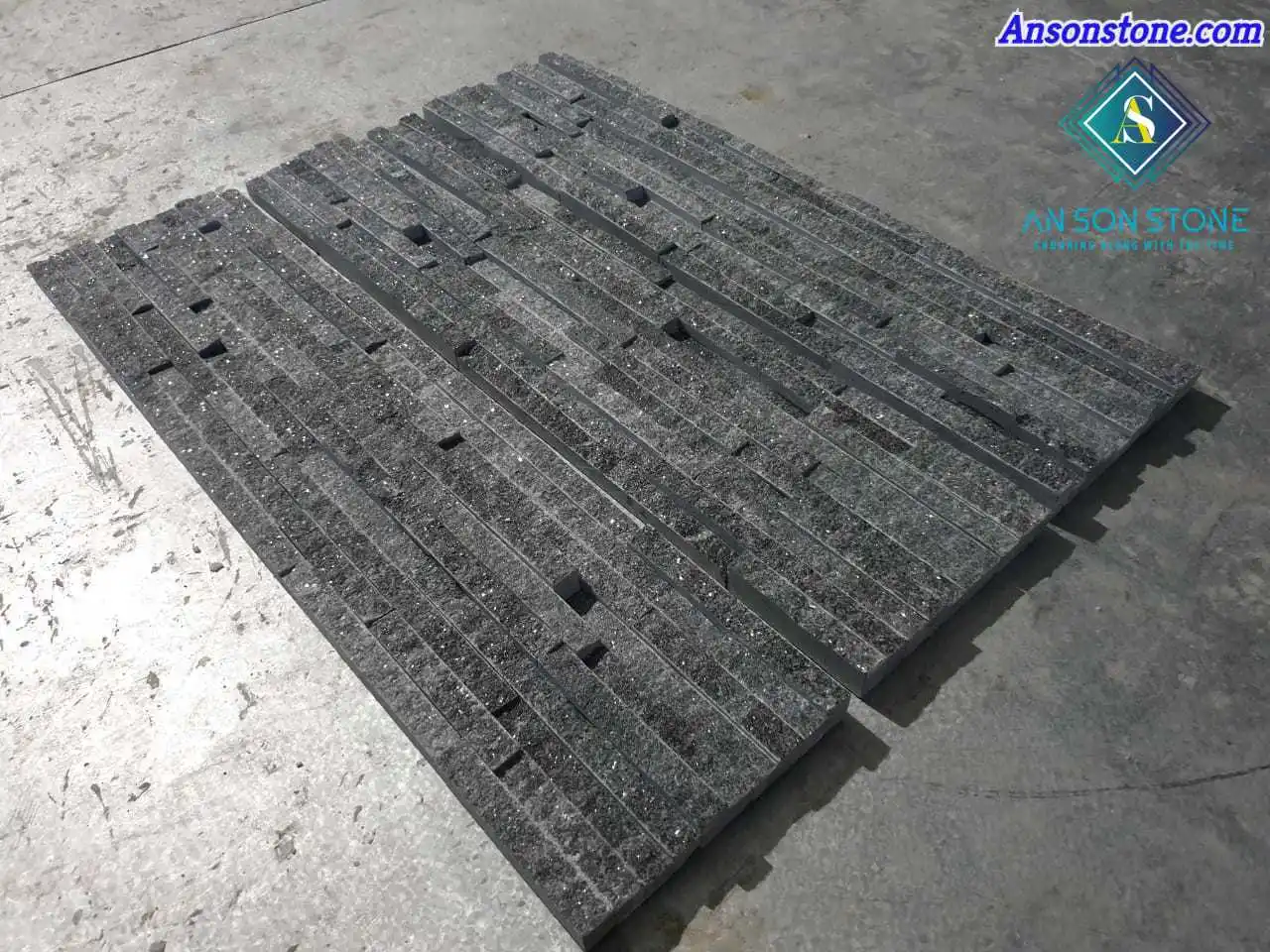 Black Decorative Marble Wall Panel 10 Lines - Natural Stone In Vietnam