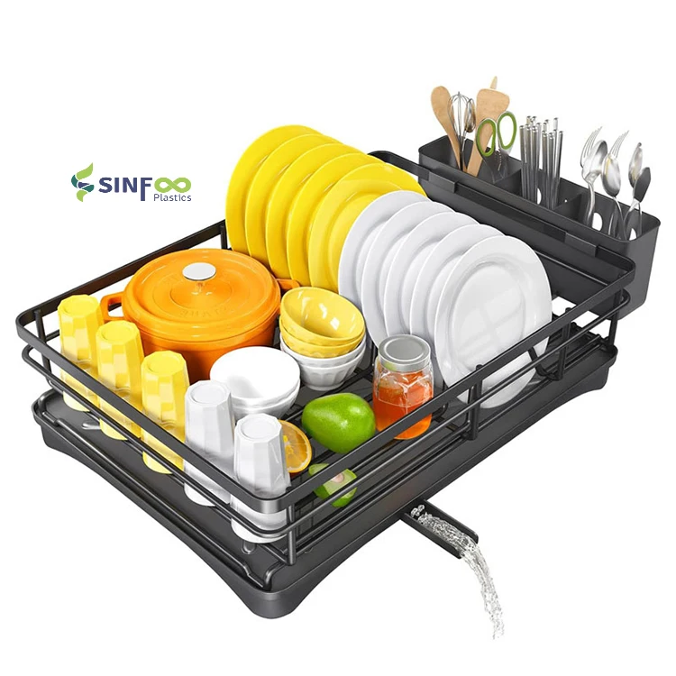 Горячая распродажа, большая черная железная кухонная сушилка для посуды с сушилкой для посуды