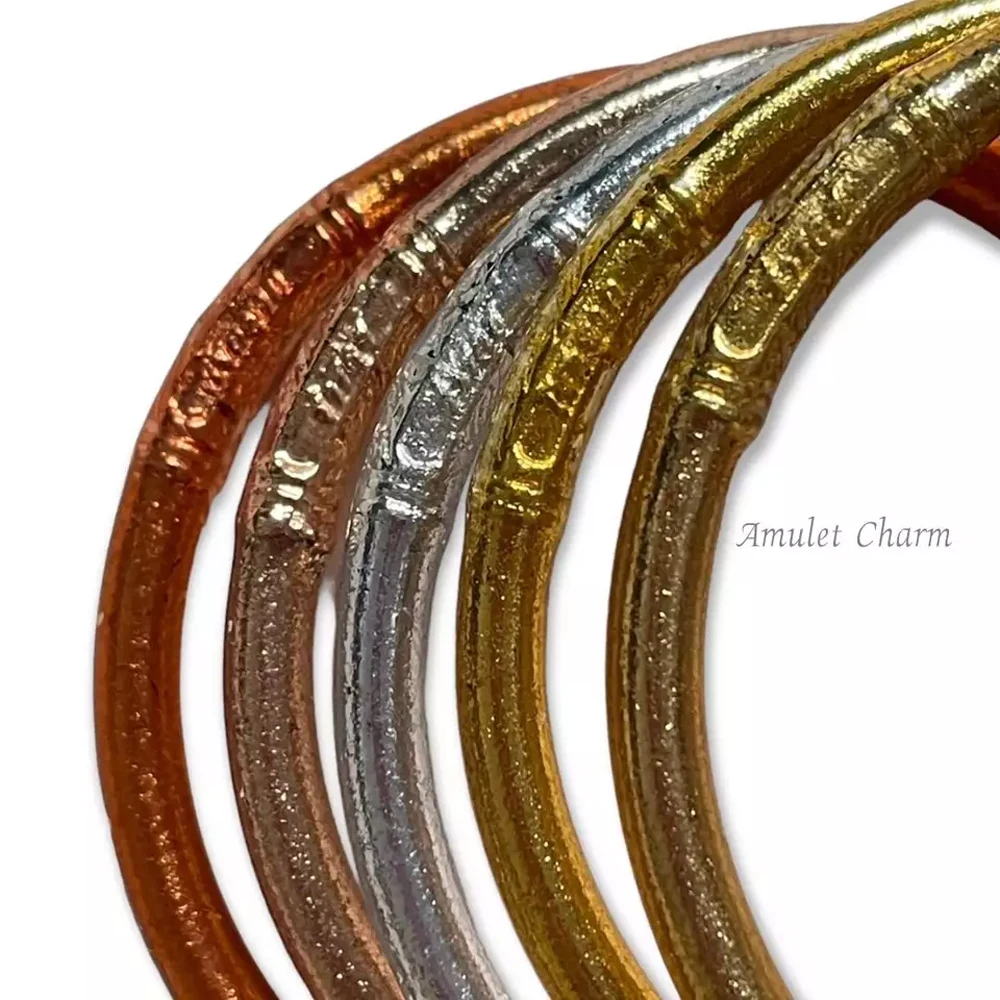 Hot Sale Best Quality Premium  quality gold leaf bangle PVC rubber mantra bracelet buddhist from Thailand