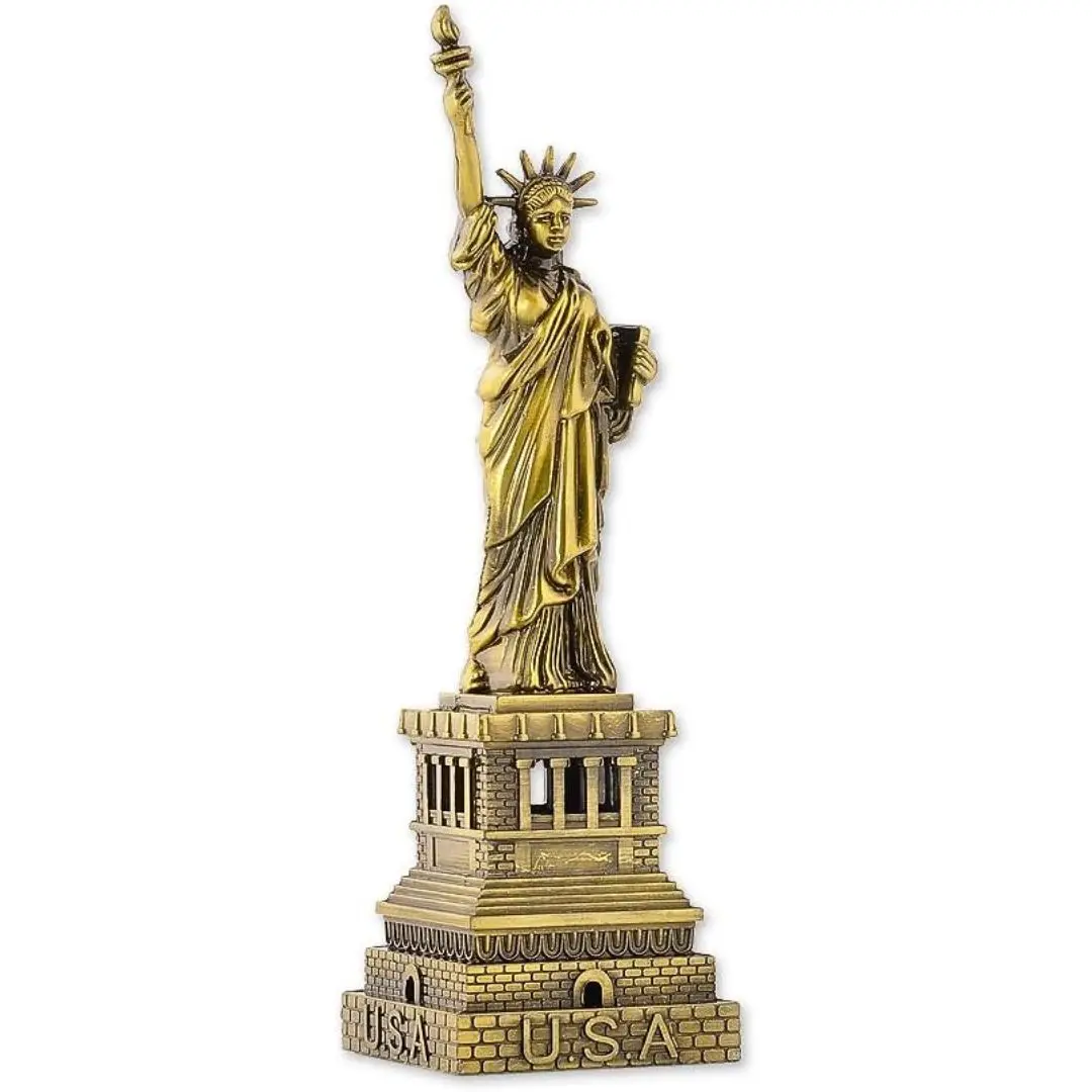 WB INC Metal Antique Finished Vintage Statue Of Liberty Sculpture Figure Statue Figurine for Table, Display