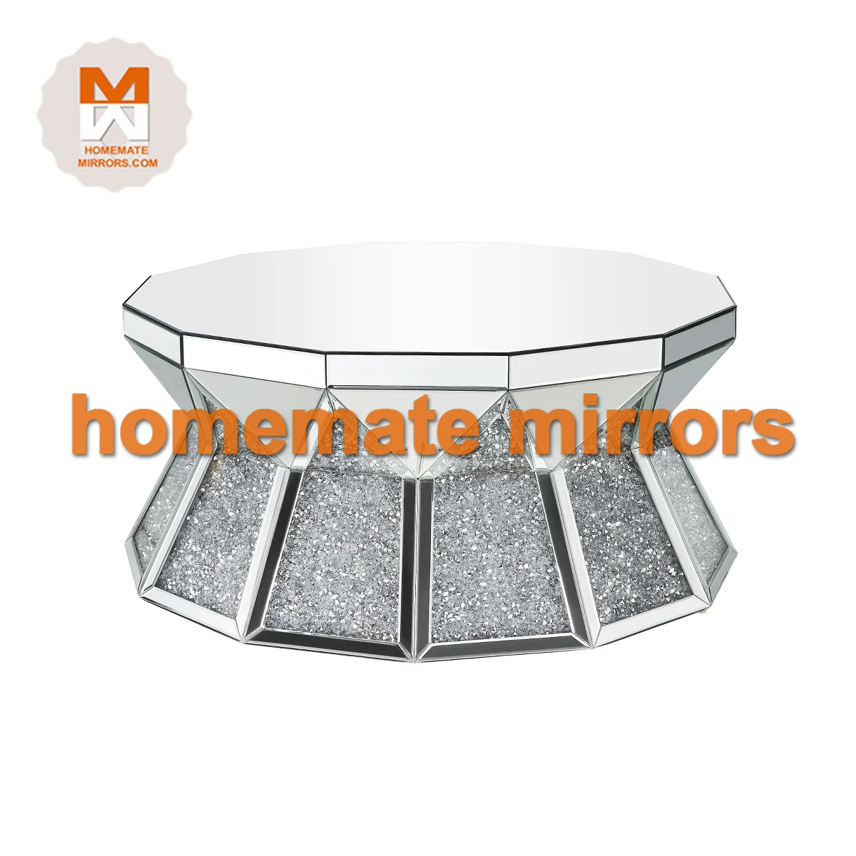 Popular Unique Oversized Faceted Prism Mirror Coffee Table and End Tables