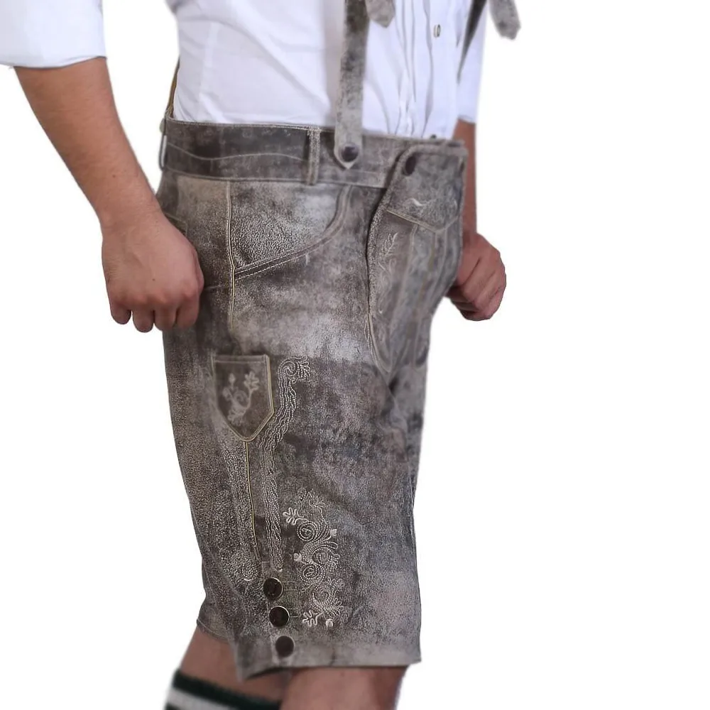 Windproof Breathable Soft Fabric High Street Wear Lederhosen Leather Embroidered Shorts Quick Dry Leather Embroidered Shorts