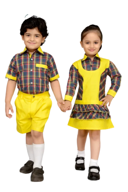 Manufacturer Custom Logo Designs Set for Primary School Uniforms Unisex Short-Sleeve Shirt Boys Girls Kindergarten Uniform Style