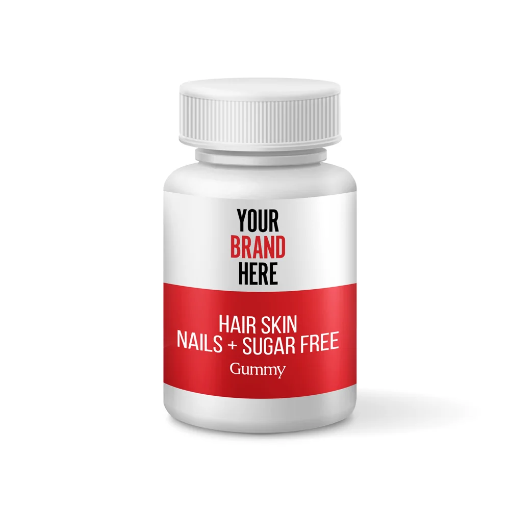 High Quality Hair Skin Nails + Sugar Free Private Label Mixed Colors Mixed Fruit Flavor 60 Gummies HealthCare Supplements