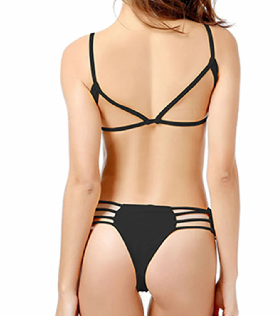 Girls Micro String Bikinis Solid Color Beach Swimsuit