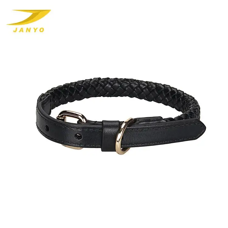Genuine Leather Dog Collar OEM Wholesale Custom Luxury  Soft Braided Pet Collar Fashion High Quality Adjustable Dog Colar