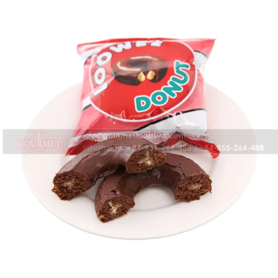 Doowee Donut Chocolate Topping Cake With Egg Cream Hollow And Soft Inside With Of Chocolate And Sweet And Creamy Egg Cream