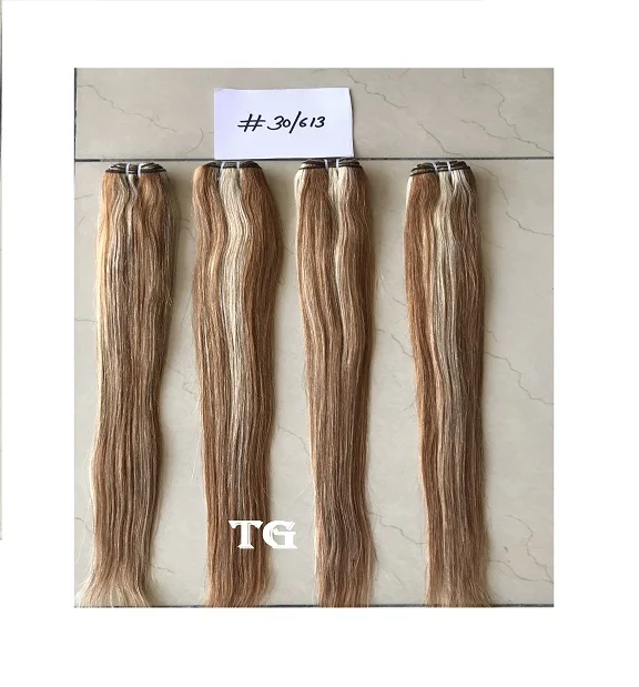 Top Brazilian Machine Weft Single Donner 30/613  Coloured Straight Silky Smooth Human Hair Extension Indian Suppliers Vendors